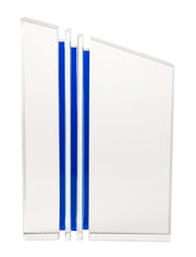 Triple Blue Stripe Crystal Trophy