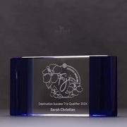 Arcaron Crystal Paperweight Blue Trophy