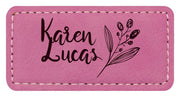 Leatherette Pink Name Badge with Magnet