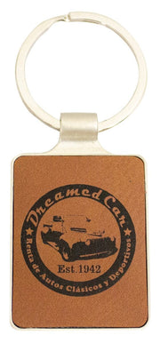 Leatherette Keychain Rawhide with Chrome