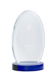 Trident Blue Oval Crystal Trophy