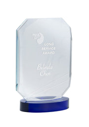 Trident Blue Rectangle Crystal Trophy
