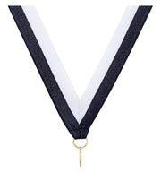 Navy White V Neck Ribbon