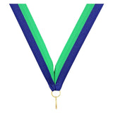Blue Green V Neck Ribbon