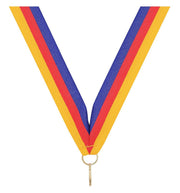Gold Red Blue V Neck Ribbon