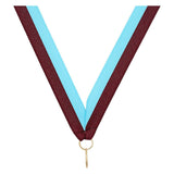 Maroon Light Blue V Neck Ribbon