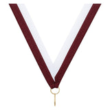 Maroon White V Neck Ribbon