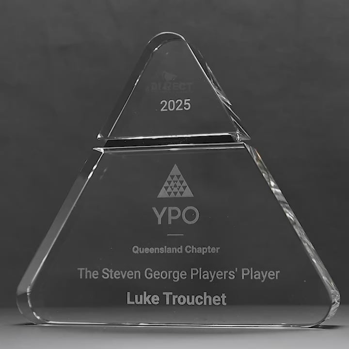 Black Moonstone Triangle Crystal Trophy