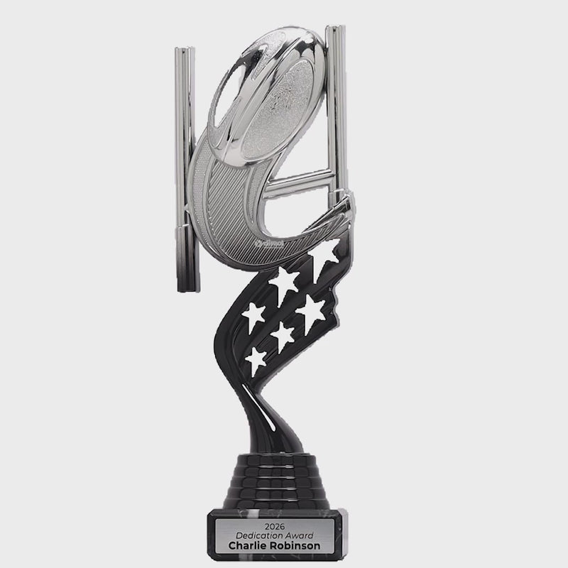 Rugby Silver Black Trophy - product video